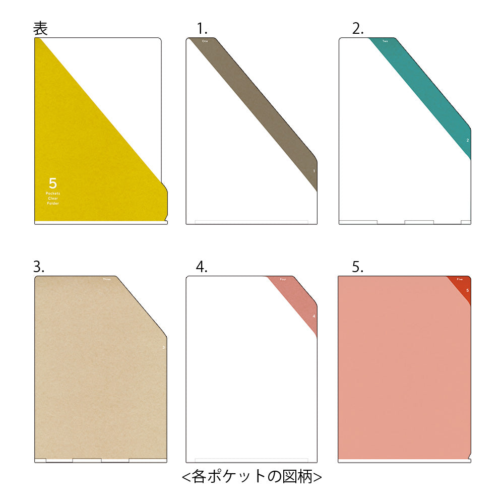 Midori 5 Pockets Clear Folder A4