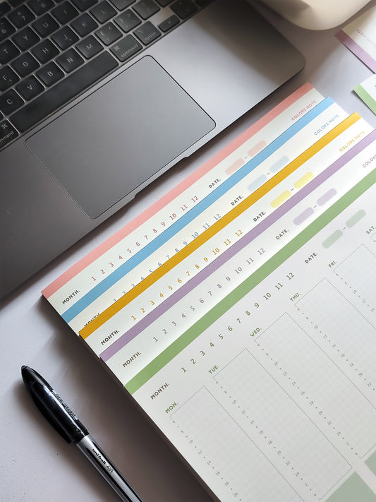 Colors Note Weekly Planners with Hourly Schedule