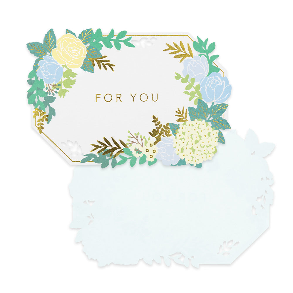 Midori Greeting Card - For You - Blue and Cream Flowers