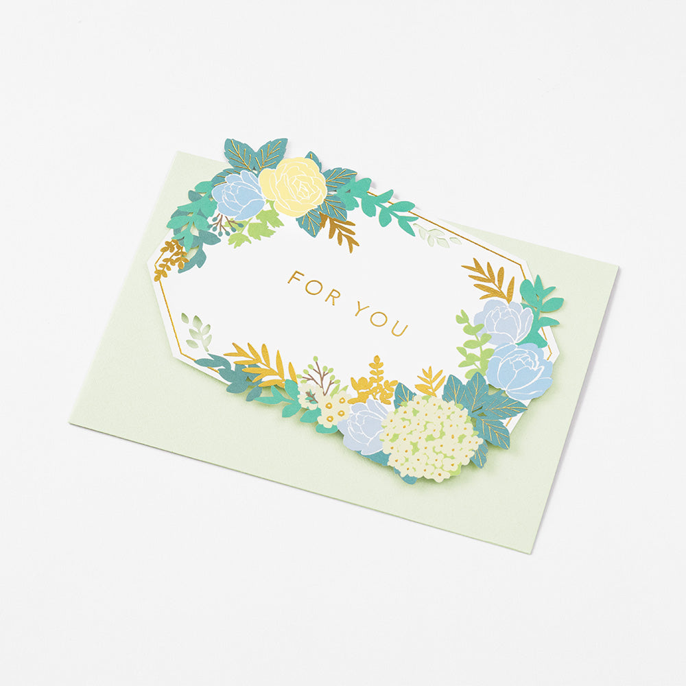 Midori Greeting Card - For You - Blue and Cream Flowers