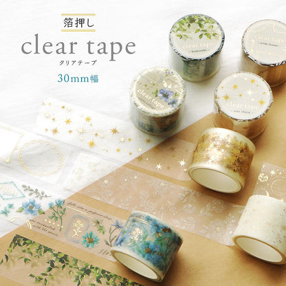 Mind Wave Clear Tape With Foil Stamping - Light Filtering Through Leaves 30mm