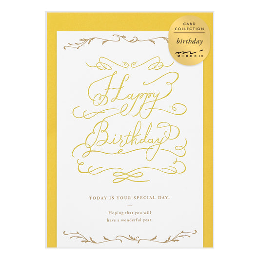 Midori Greeting Card - Birthday - Happy Birthday in Gold