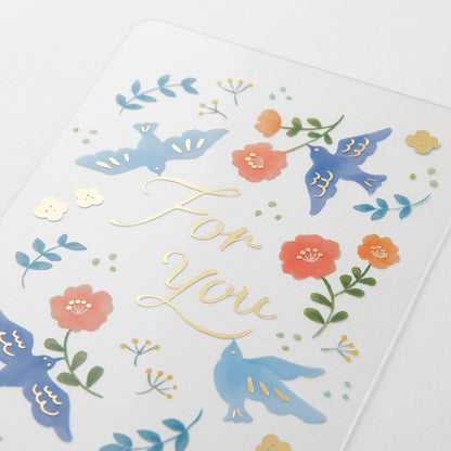 Midori Greeting Card - For You - Birds and Flowers