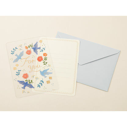 Midori Greeting Card - For You - Birds and Flowers