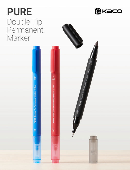 Kaco PURE Series - Dual Tip Permanent Marker and Fine Liner