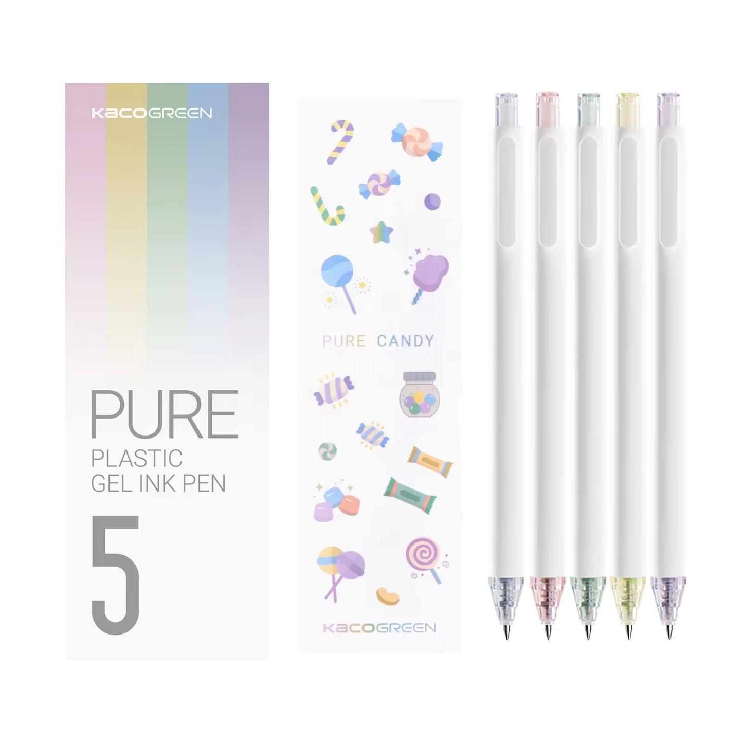 Kaco PURE Series - Candy Gel Pens 0.5mm (Set of 5)