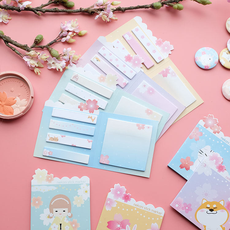 Nekoni Aesthetic Sticky Notes - Cherry Blossom Series