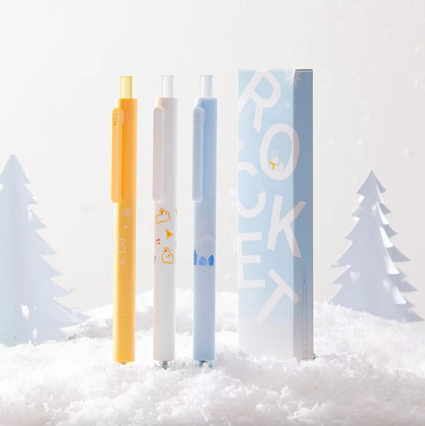 Kaco ROCKET Series - Snow Rabbit Gel Pen 0.5mm (Set of 3)