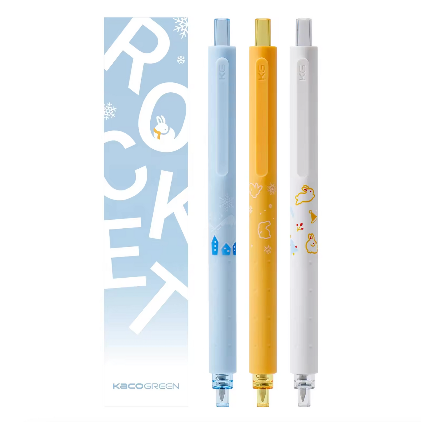 Kaco ROCKET Series - Snow Rabbit Gel Pen 0.5mm (Set of 3)