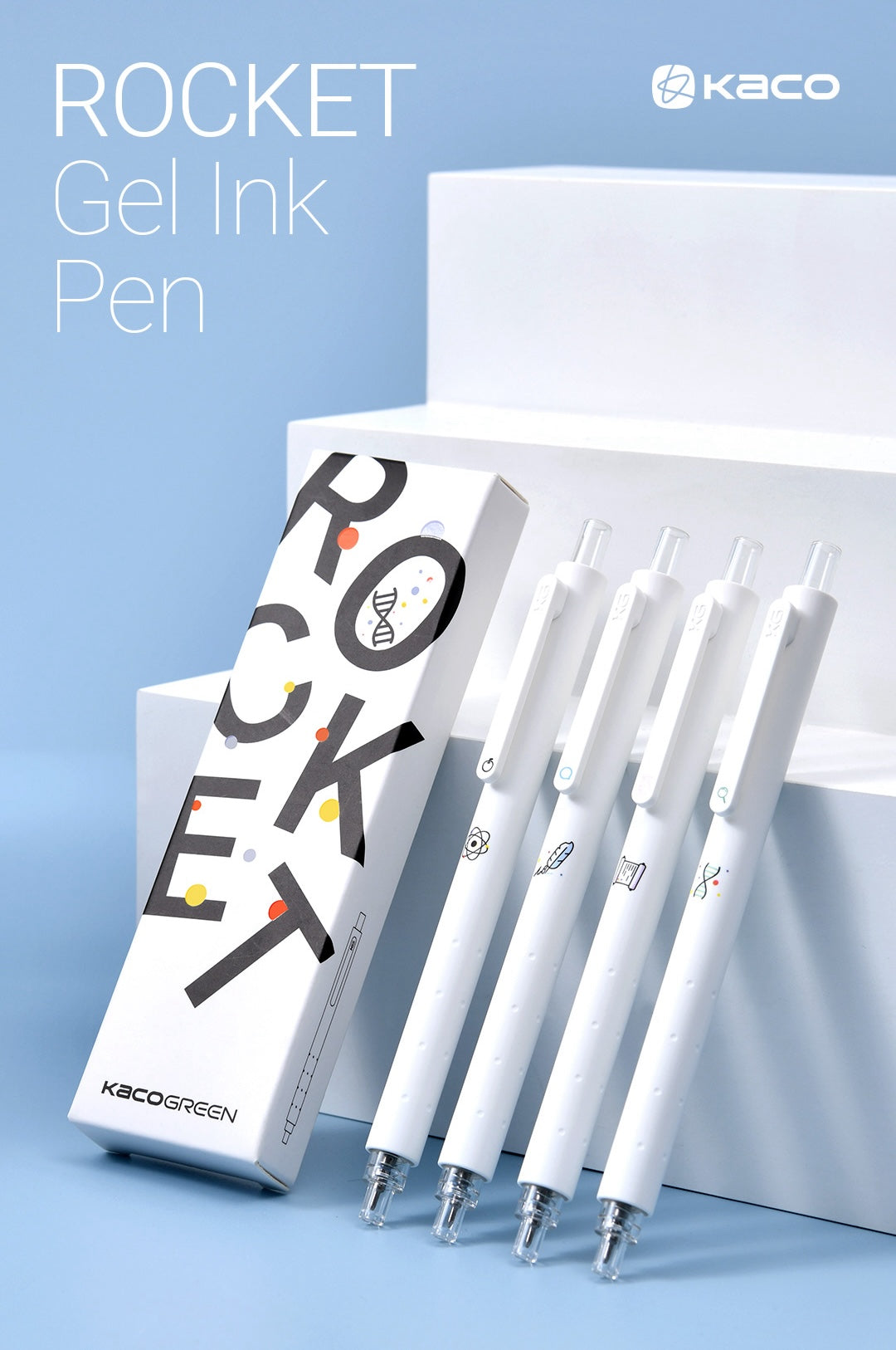 Kaco ROCKET Series - School Subject Gel Pen 0.5mm (Set of 4)