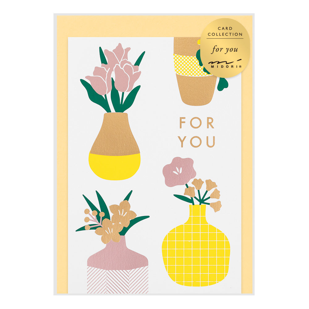 Midori Greeting Card - For You - Vase with Colored Foil